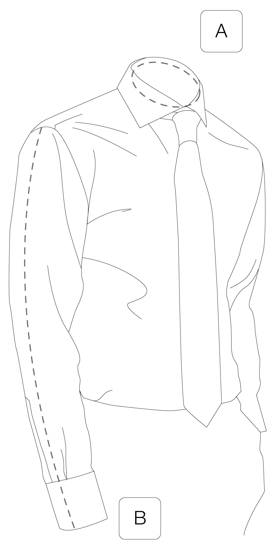 Picture showing how to measure your body for a shirt