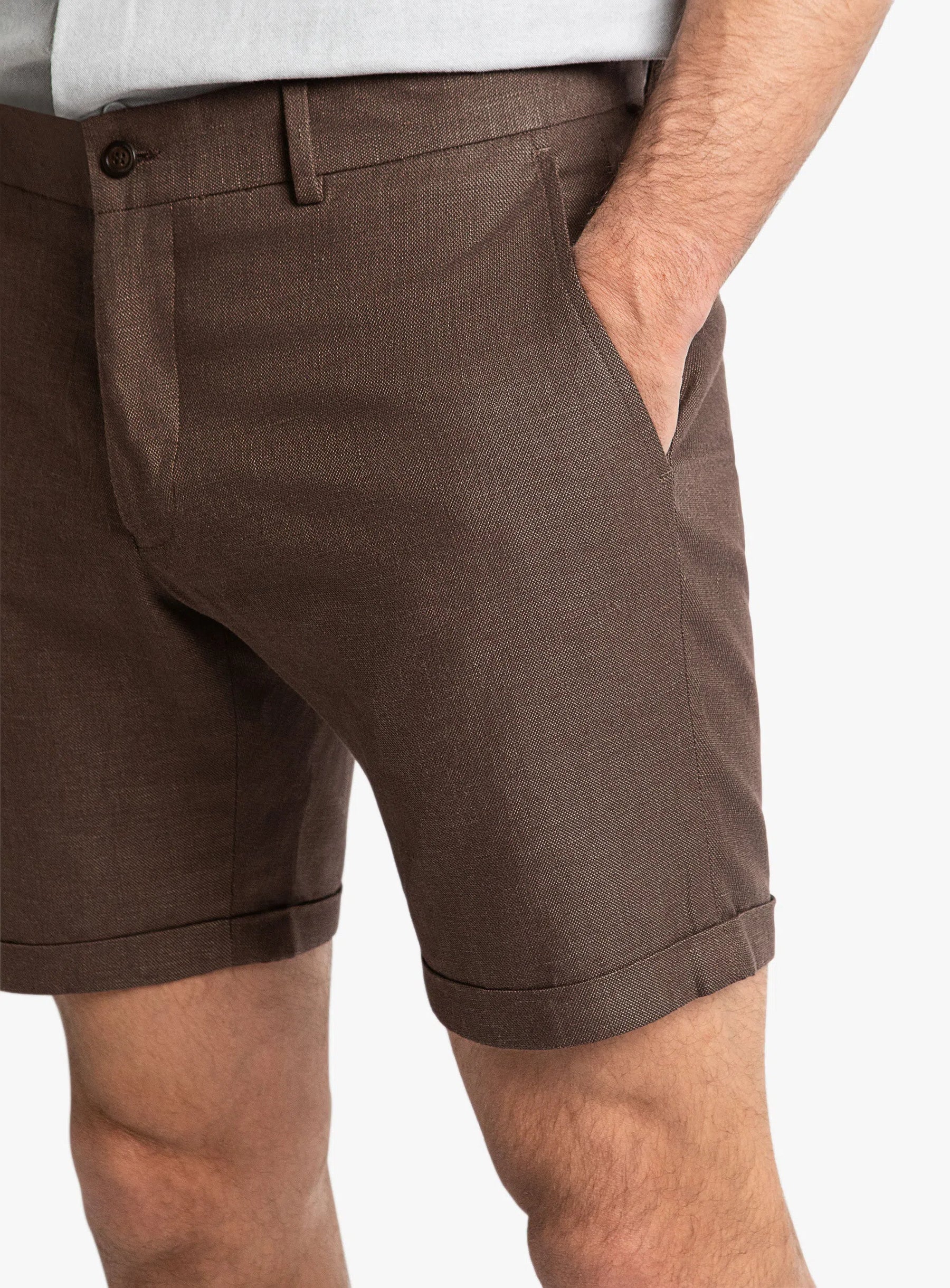 Sorrento Espresso Twill Linen Shorts