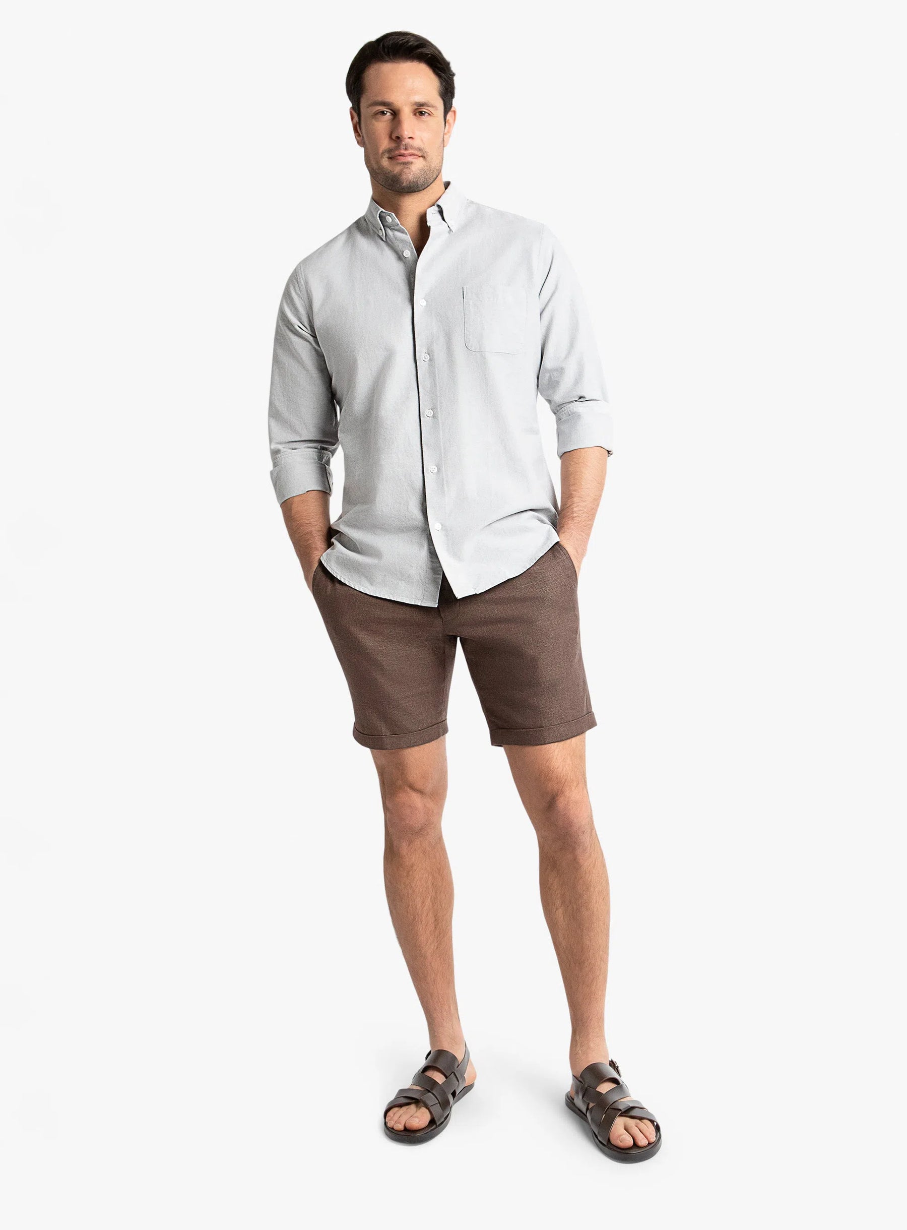 Sorrento Espresso Twill Linen Shorts