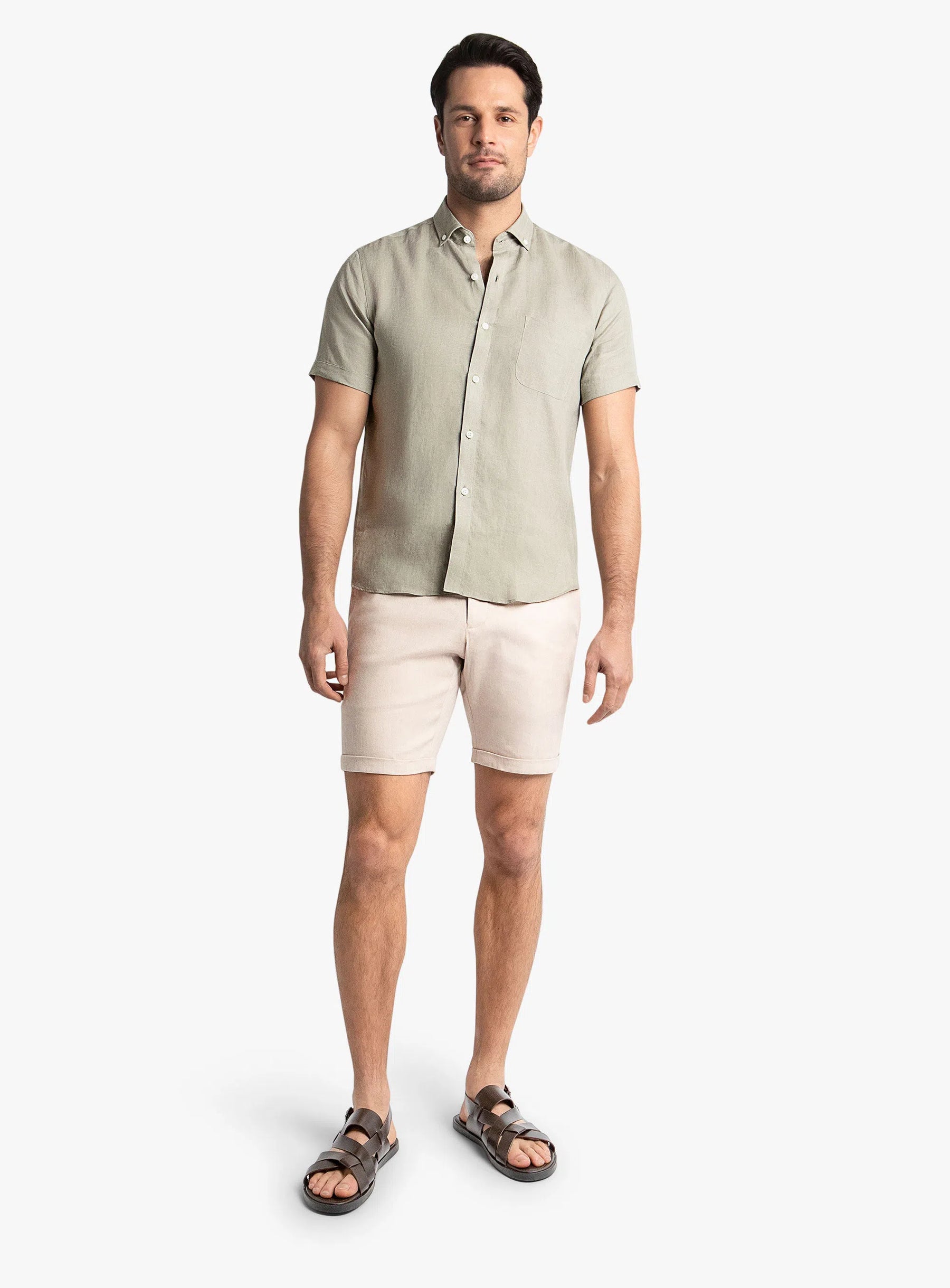Sorrento Sand Twill Linen Shorts