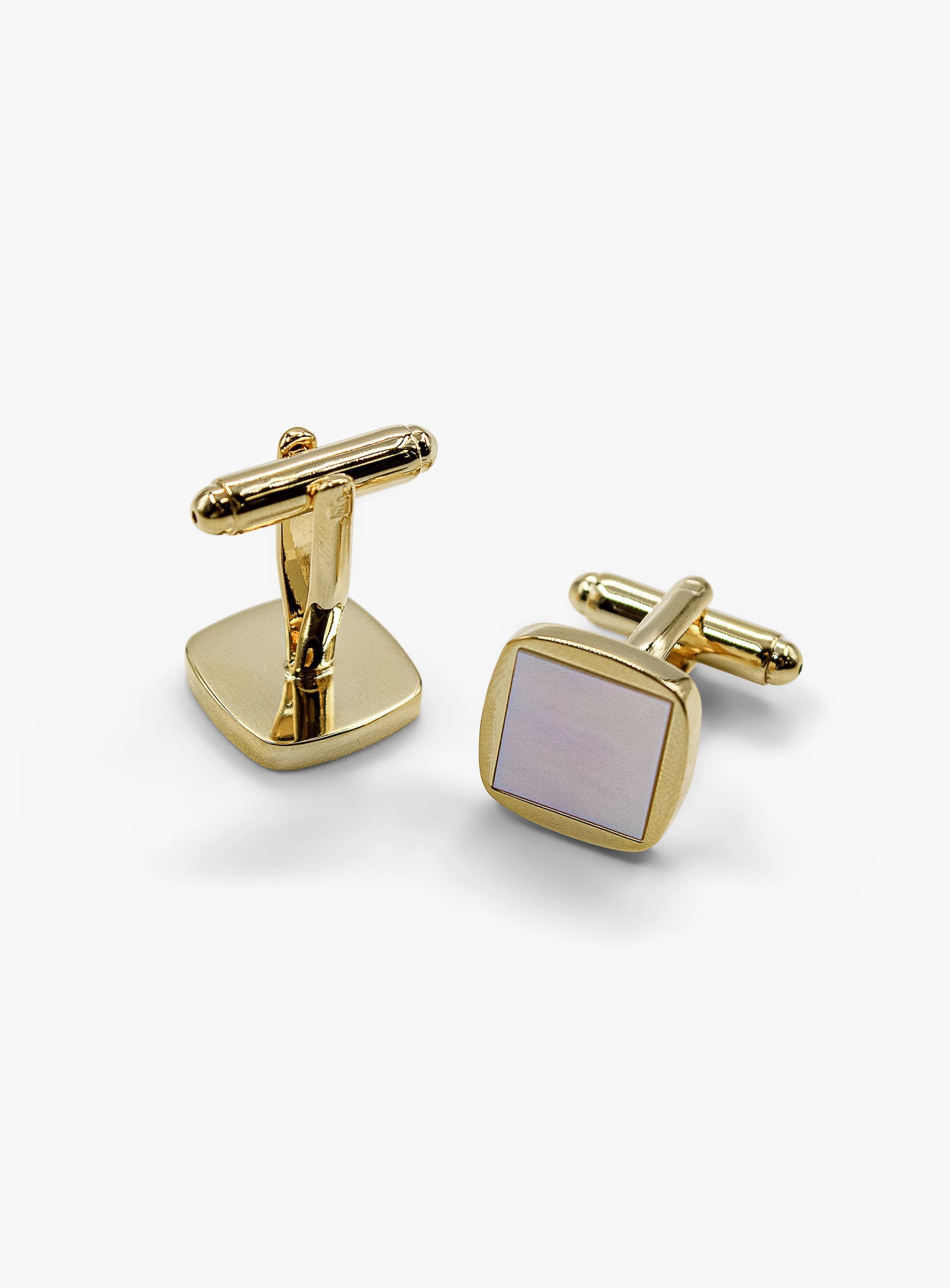 square gold with mother of pearl cufflinks