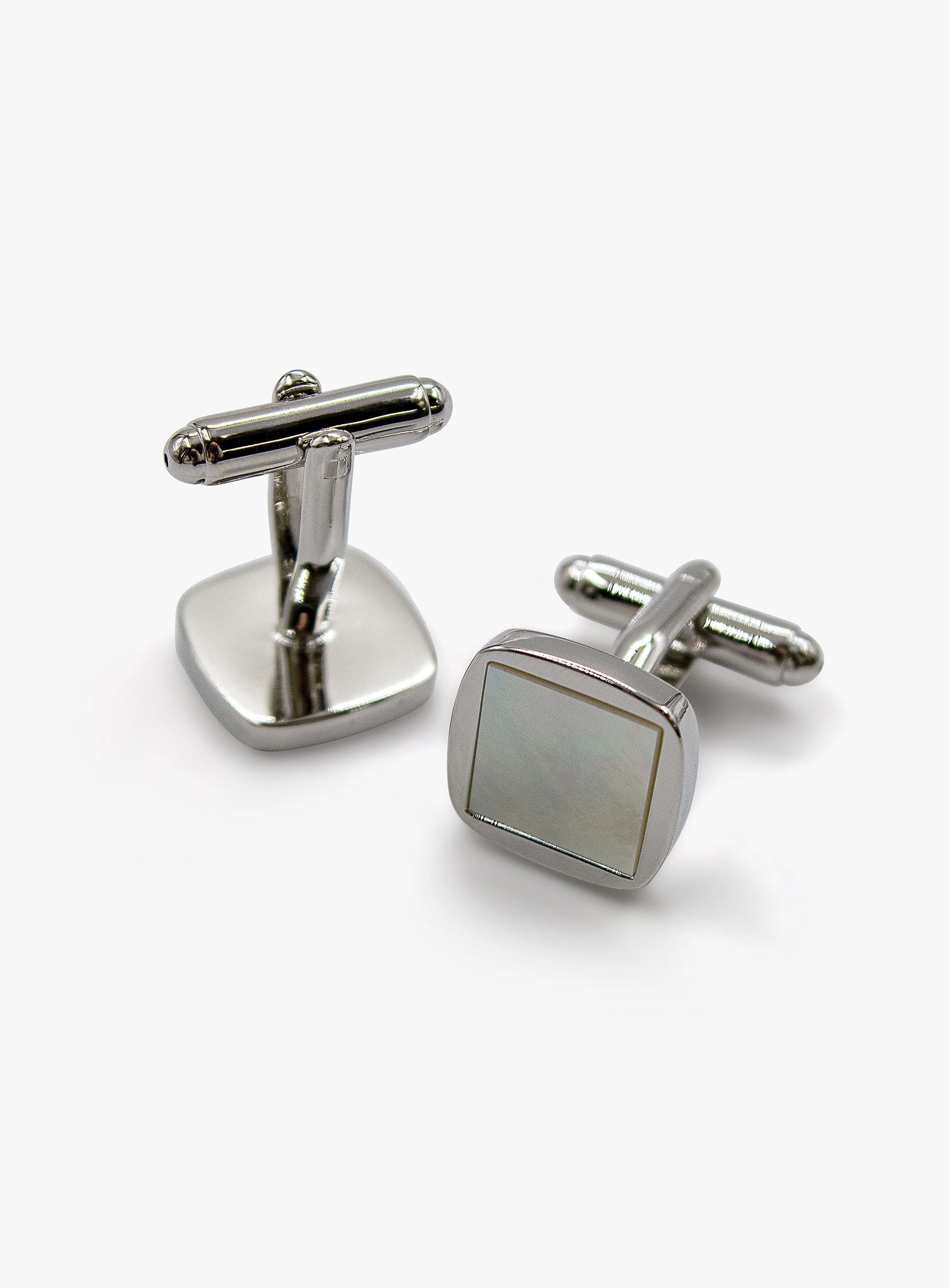 square silver with mother of pearl cufflinks