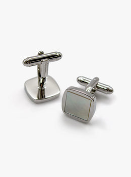 Square Silver with Mother of Pearl Center Cufflinks