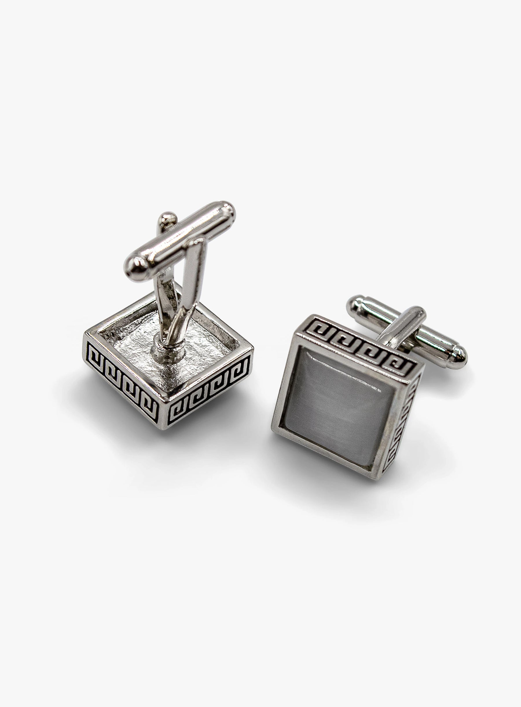 square silver with mother of pearl detailed cufflinks