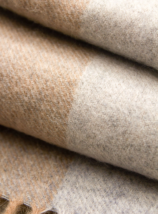 tan and grey pure wool scarf pattern