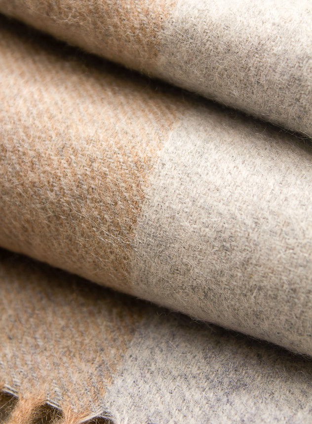 tan and grey pure wool scarf pattern
