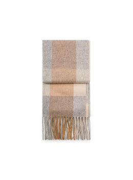 Tan & Grey Pure Wool Scarf