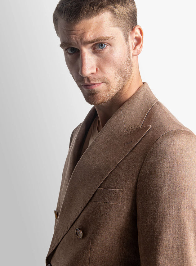 Tommaso Double Breasted Chocolate Twill Jacket