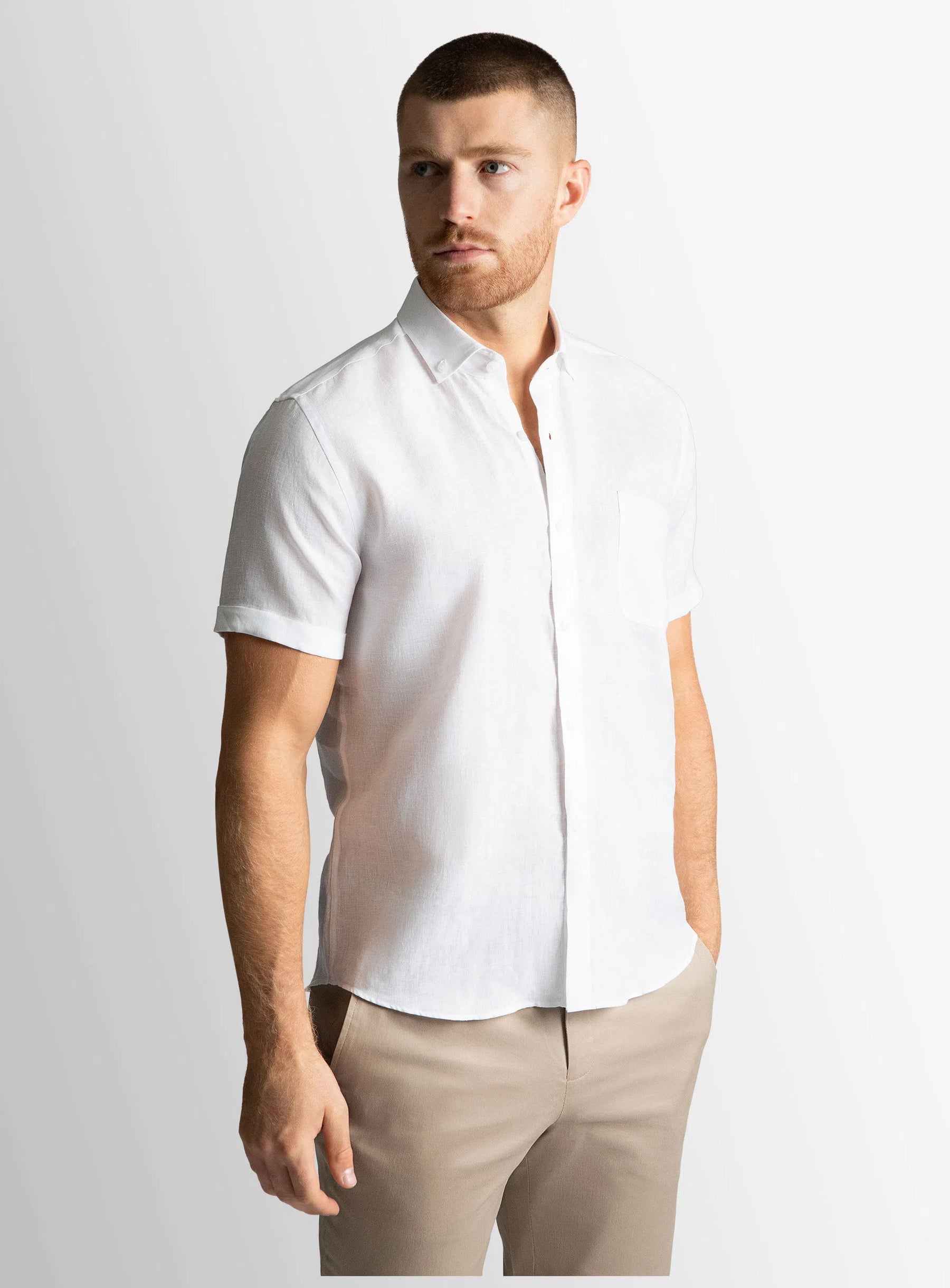 Tropea White Linen Short Sleeve Shirt