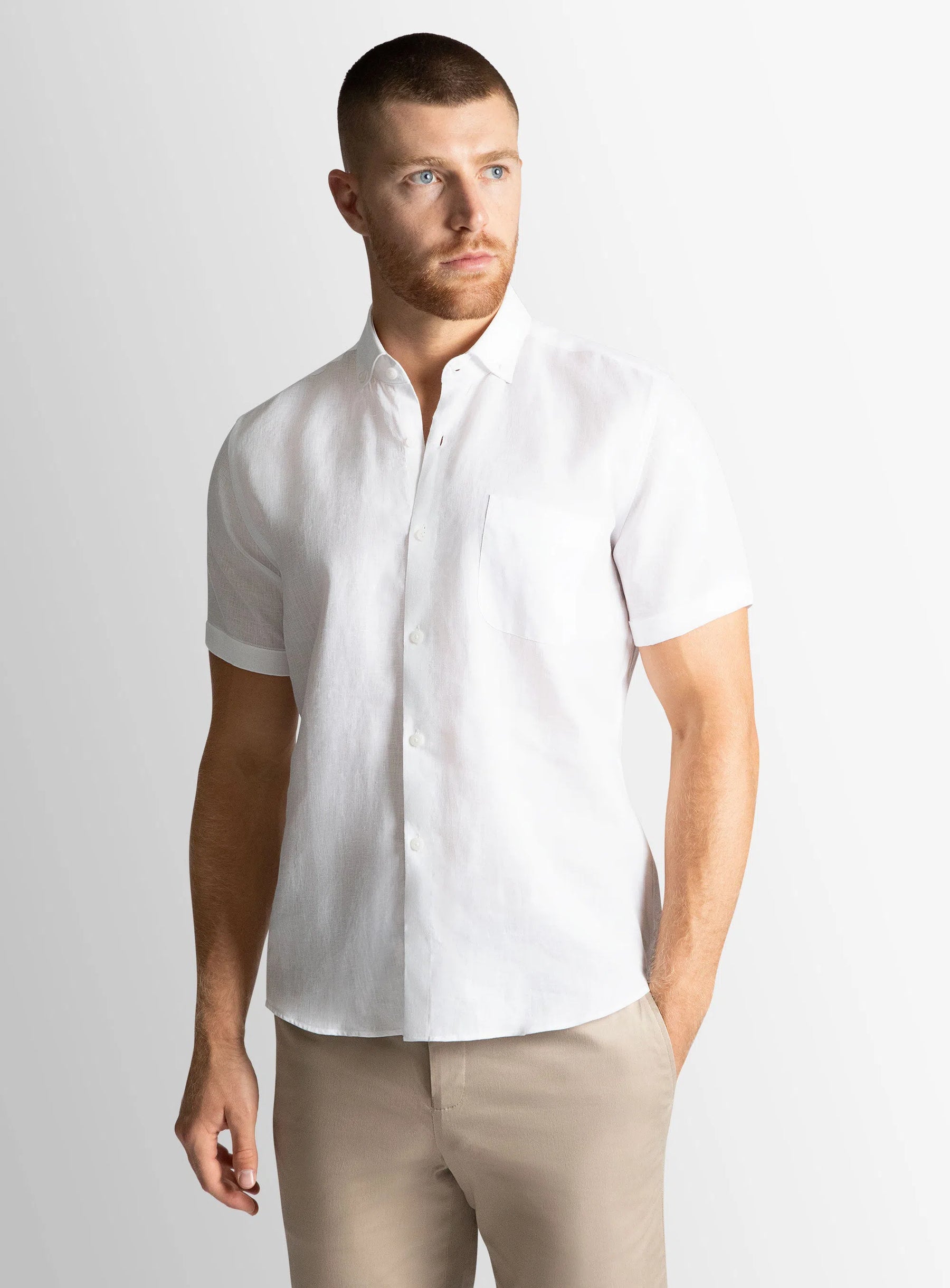 Tropea White Linen Short Sleeve Shirt