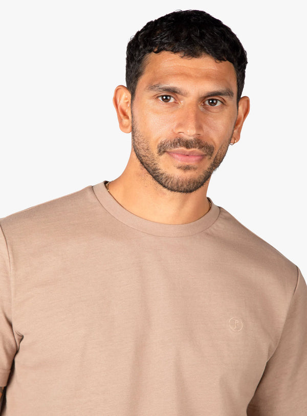 Turin Cotton/Linen Caramel Tee