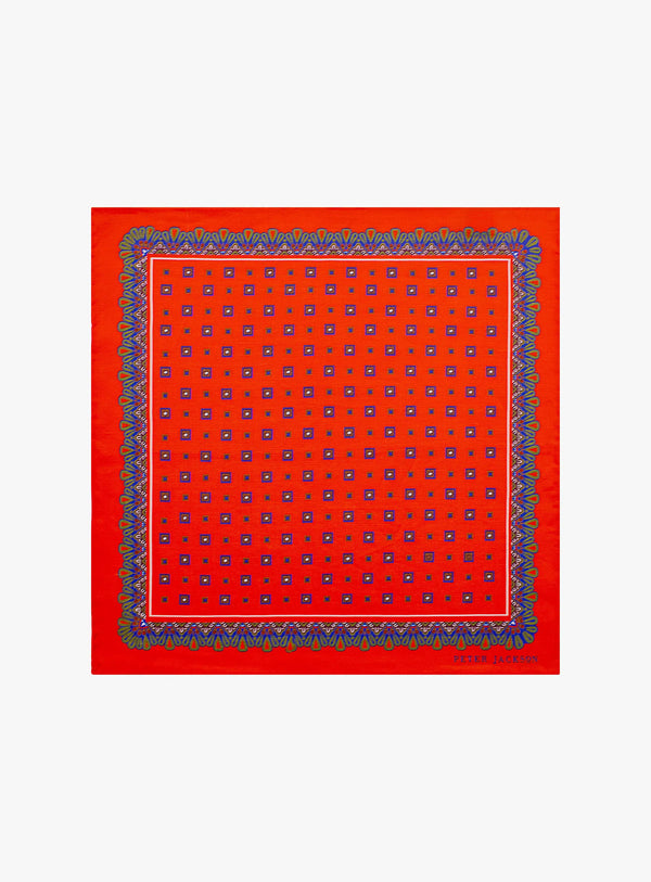 Vibrant Orange Motif Pocket Square