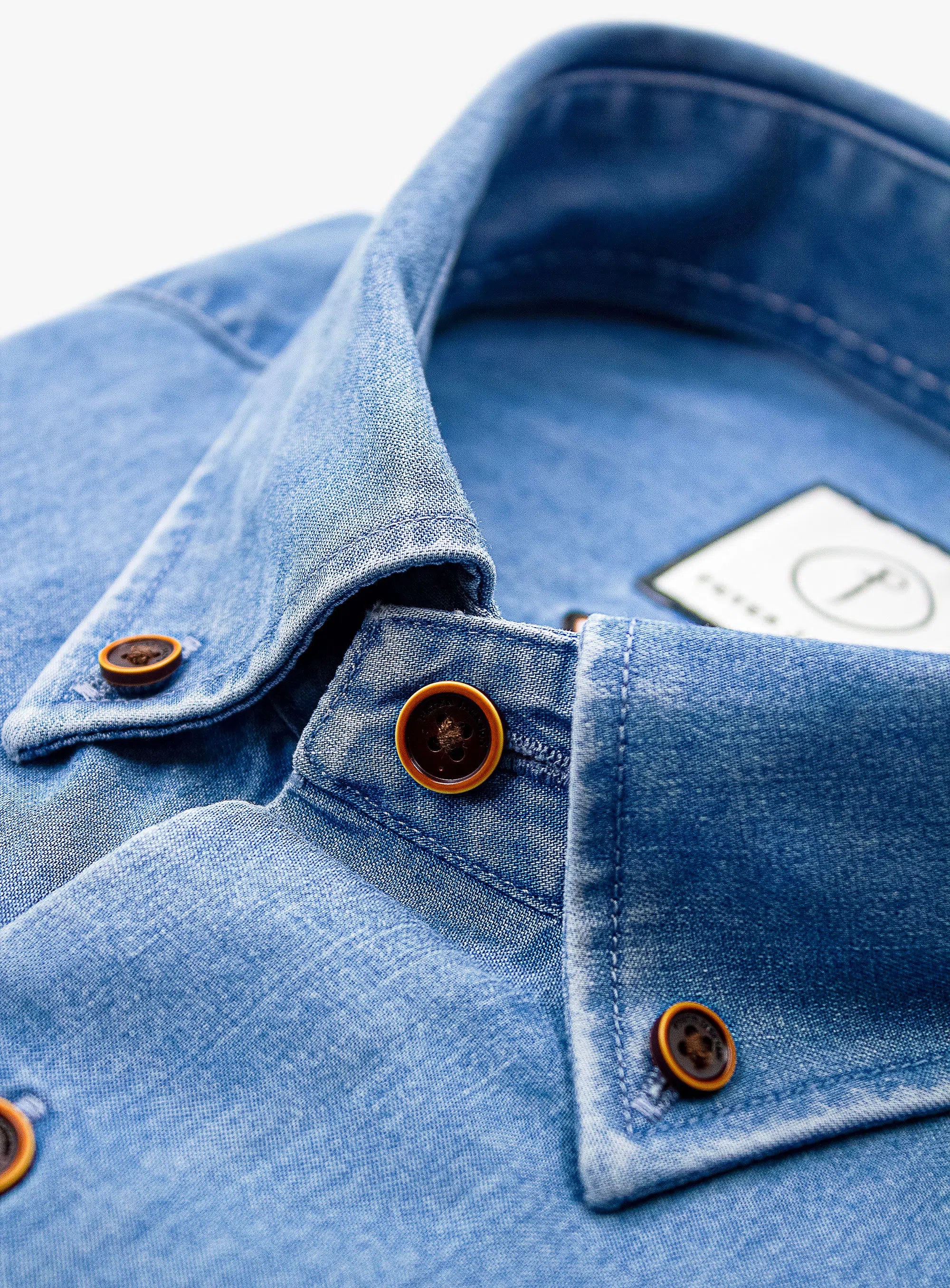 Vittoria Light Blue Bleach Wash Denim Shirt