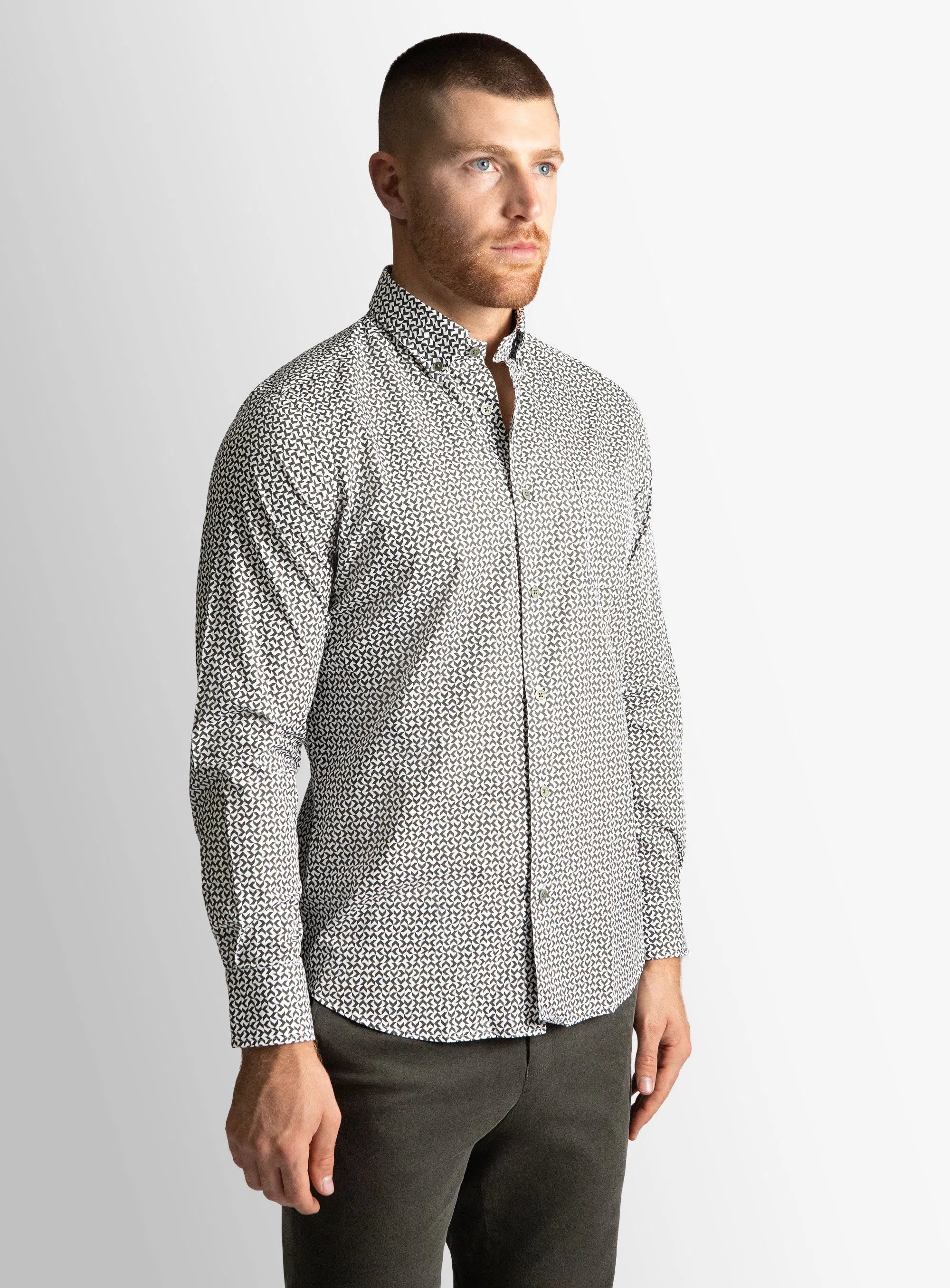 Vittoria Olive/White Geo Pattern Shirt